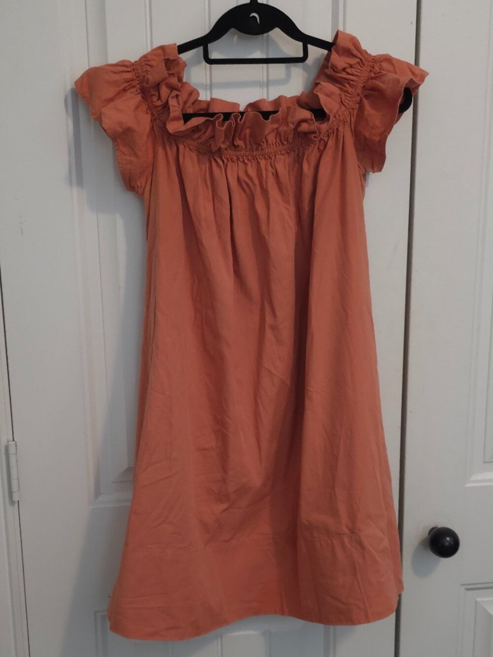 Free People 'Sophie' Off-The-Shoulder Sunset Orange Mini Dress - Size L
